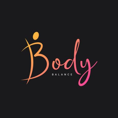 B harfi logosu. Siyah arkaplanda vücut logosu