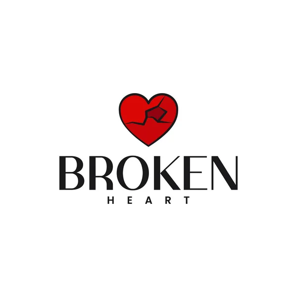 Logotipo de coração quebrado em fundo de design branco — Vetor de Stock