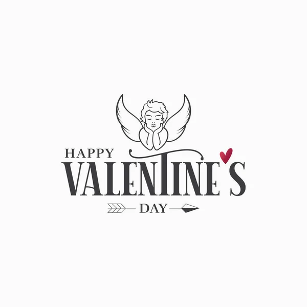 Biglietto di San Valentino con cupido su sfondo bianco — Vettoriale Stock