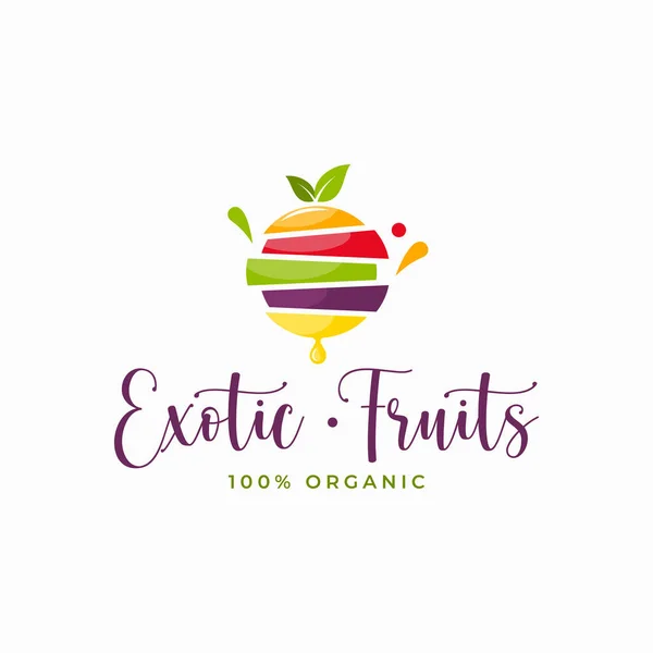 Logo owoców tropikalnych z plastrami owoców na białym — Wektor stockowy