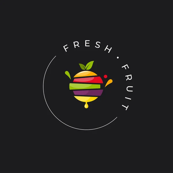 Färska exotiska frukter logotyp på svart bakgrund — Stock vektor