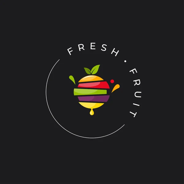 Logo Frutas Frescas Exóticas Sobre Fondo Negro Eps — Archivo Imágenes Vectoriales