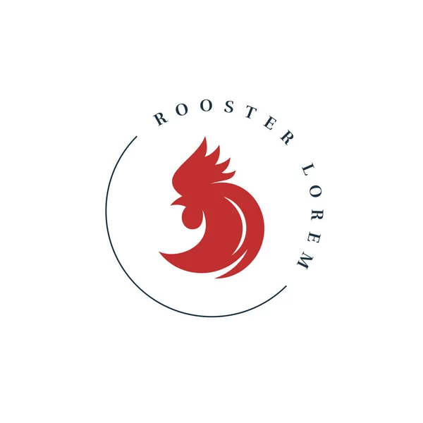 Rooster Округлый Логотип Красной Головой Петуха Белом Фоне Eps — стоковый вектор