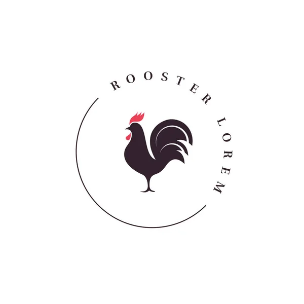 Gallo Arrotondato Logo Con Silhouette Gallo Sfondo Bianco Eps — Vettoriale Stock