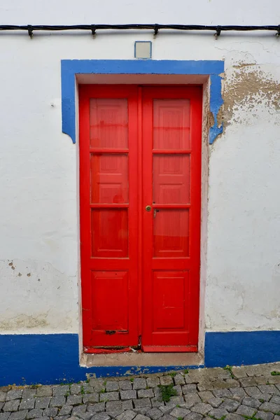 Vintage Podwójne Drzwi Arronches Portalegre Portugalia Wiek Autentyczne Wejście Centrum — Zdjęcie stockowe