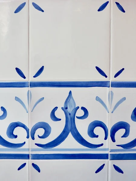 Płytki Ceramiczne Malowane Niebiesko Hiszpańska Tradycja Dekoracyjna Powszechna Południowej Części — Zdjęcie stockowe