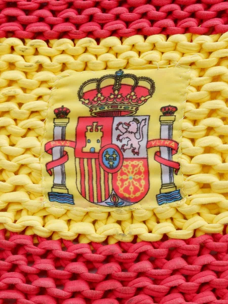 Knitted Flag Spain Teruel Region Aragon Spain Concepts Patriotism Political — Stock Photo, Image