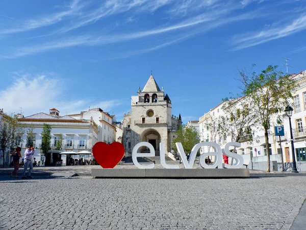 Elvas Alentejo Portugal October 2021 Main Square Town Welcome Sign — Photo