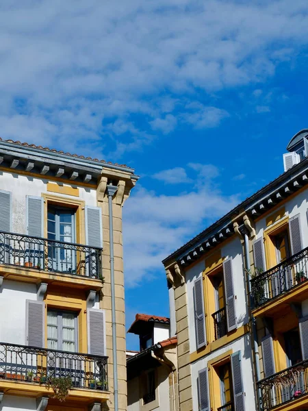 Colourful Antique Facades Downtown San Sebastian Basque Country Spain Vertical — Stock Photo, Image