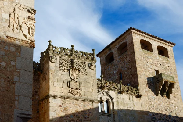 Decorated Top Medieval Palace Golfines Abuja Caceres Spain Nowadays City —  Fotos de Stock