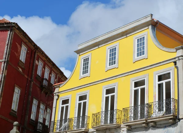 Colourful Vintage Building Windows Balconies Downtown District Porto Portugal — ストック写真