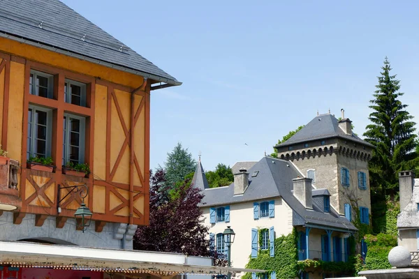 Retro Authentic Houses Colourful Facades Arreau Town France — 图库照片