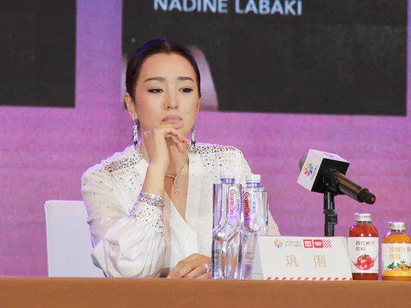 Gong Kínai Származású Szingapúri Színésznő Részt Vesz Pekingi Nemzetközi Filmfesztiválon Stock Kép
