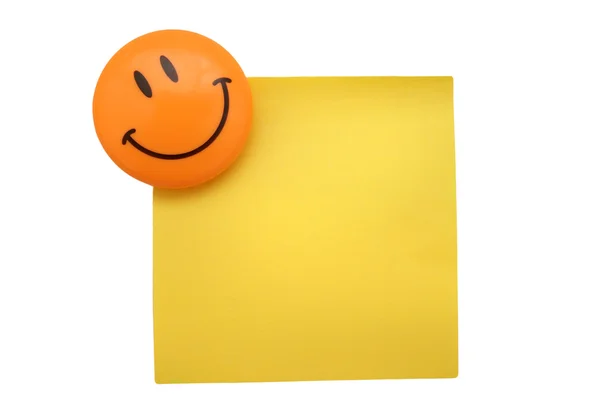 Papel de nota em sorrir, isolado sobre fundo branco — Fotografia de Stock