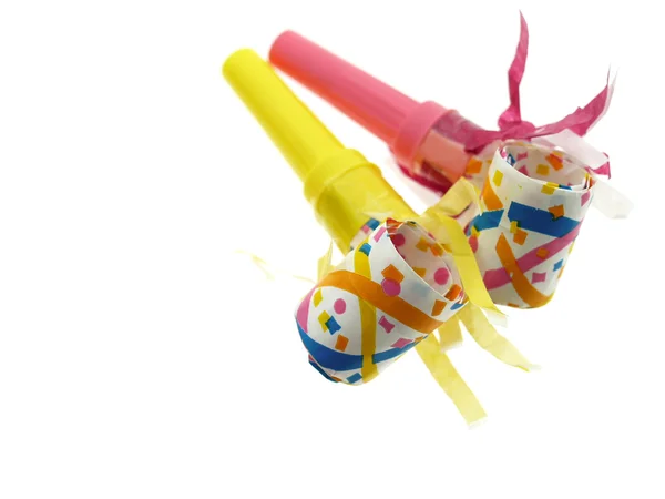 Труби та конфетті на карнавальні святкування, Новий рік та День народження — стокове фото
