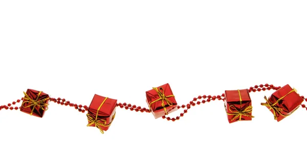 Cute parcels and gifts in red and gold — Stock Photo, Image