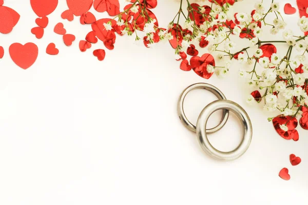 Svatební pozvánka s prsteny Stock Snímky