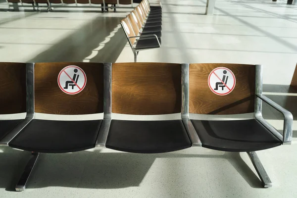 Empty Waiting Chairs Keep Distance Mark Terminal Methods Preventing Incidence — Stockfoto