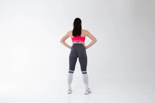 Fitness Meisje Poseren Studio Witte Achtergrond — Stockfoto