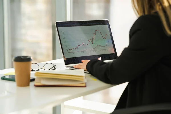 Business Woman Analyzes Financia — Stock Photo, Image