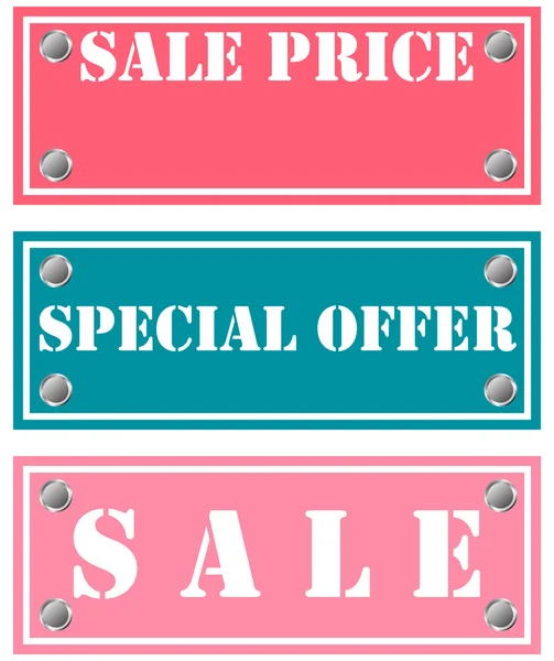 Offerte speciali e prezzi di vendita adesivi, tag — Vettoriale Stock