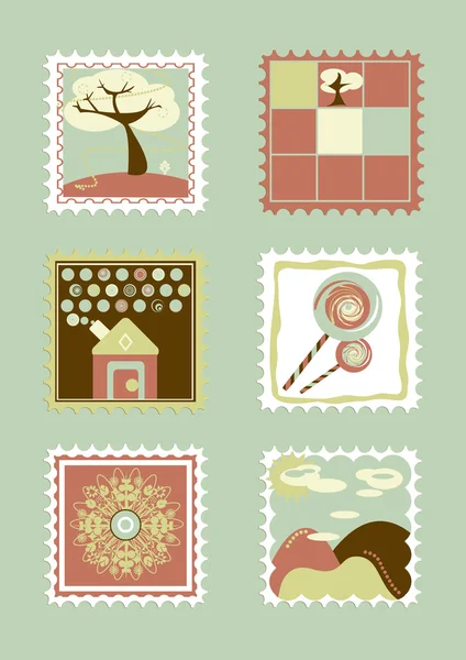 Carte postale. Des timbres pour enfants. illustration — Photo