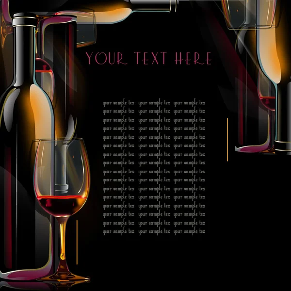 Drinks menu .illustrated wine bottle, cup and — Stock Photo, Image