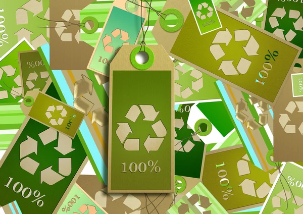 Collage. Karte Design Recycling-Symbol. — Stockfoto