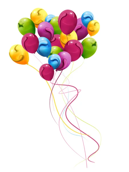 彩色气球装饰着开朗的花束 — 图库照片