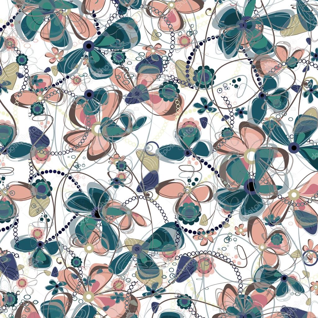 Mosaic flowers pattern background