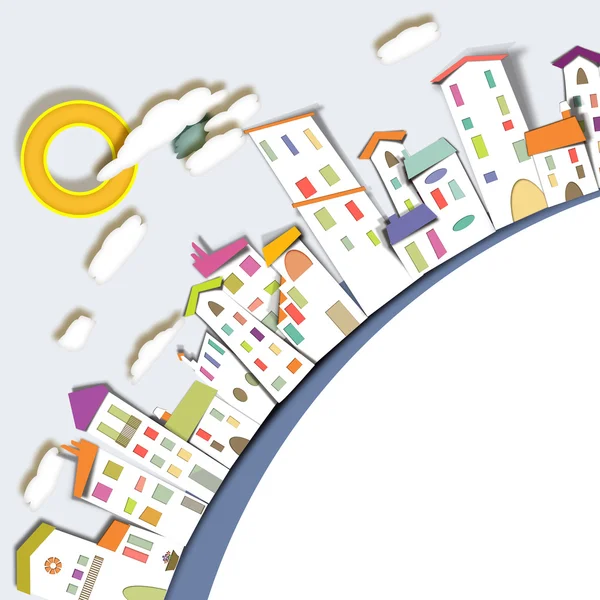 Circulaire gekleurde huizen van de stad — Stockvector