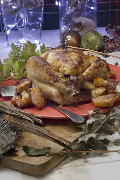 Christmas roast chicken — Stock Photo, Image