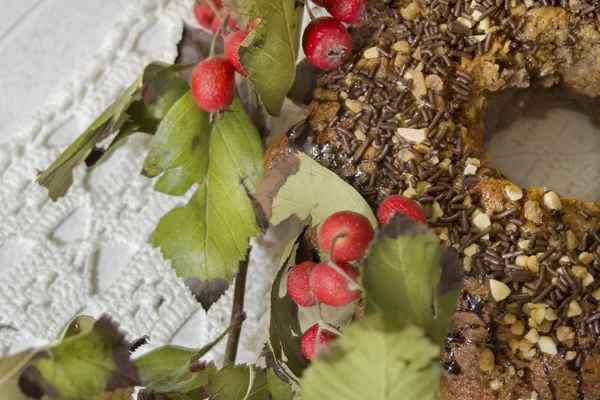 Traditionele kerst cake met amandelen en chocolade — Stockfoto