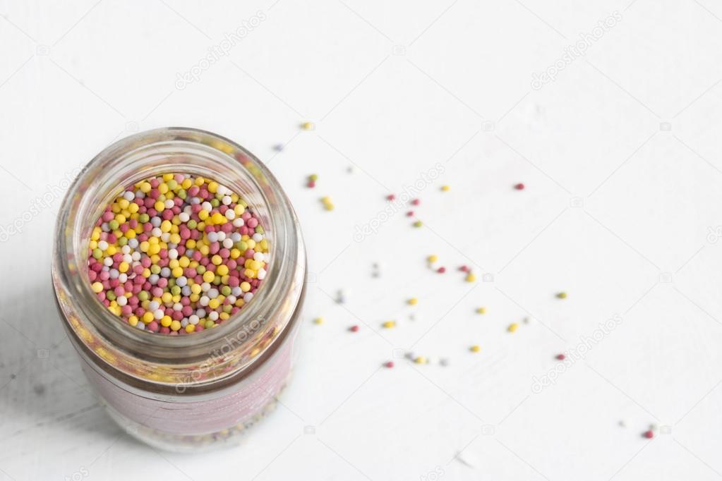 a lot of sprinkles, in glass jar