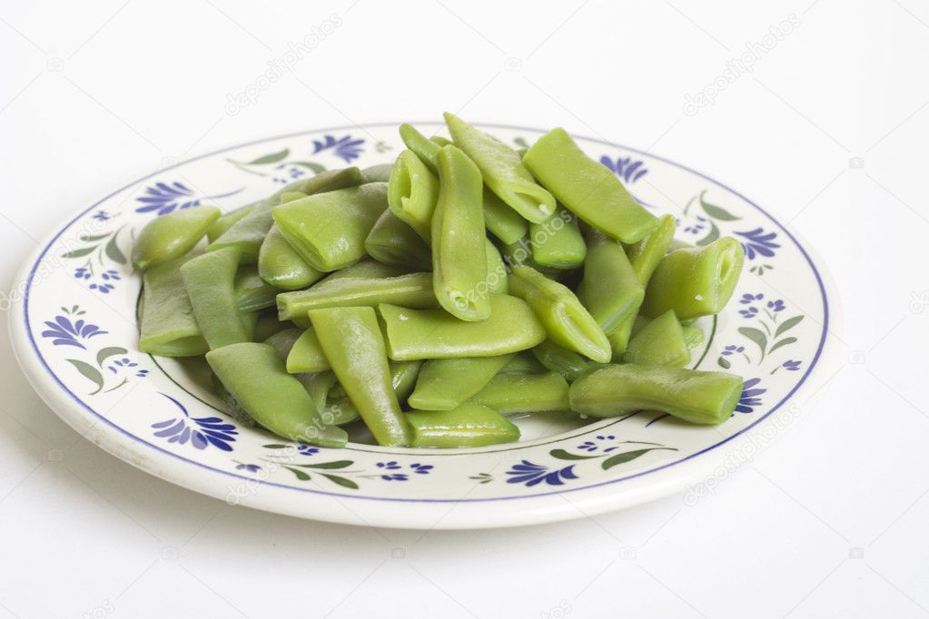 bowl of cooked green beans, I Isolated