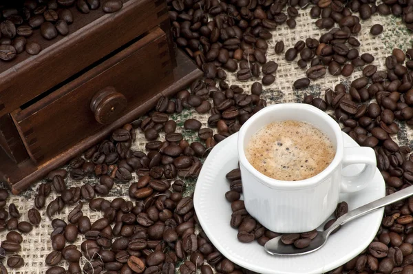 Expresso Coffee and beans — Stock Photo, Image