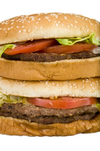 Stack hamburgare på nära håll — Stockfoto