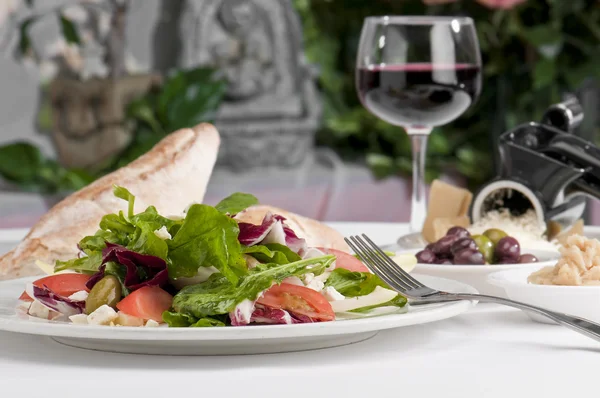 Mediterranean salad served — Stock Photo, Image