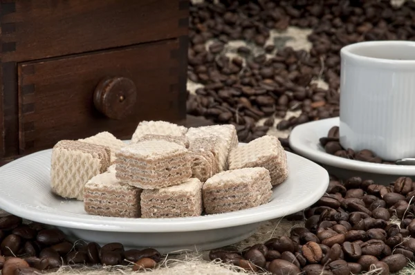 Wafer Cookies and Coffee — Stock Photo, Image