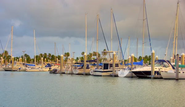 Weergave van crandon park marina in key biscayne eiland in miami — Stockfoto