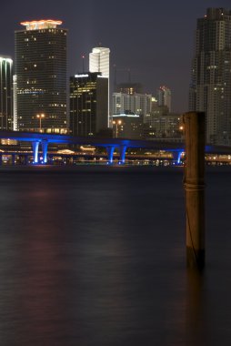 miami Sity ve biscayne Körfezi manzarasına, gece.