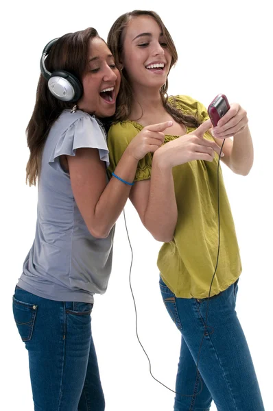 Happy with mp3 player — Stock Photo, Image