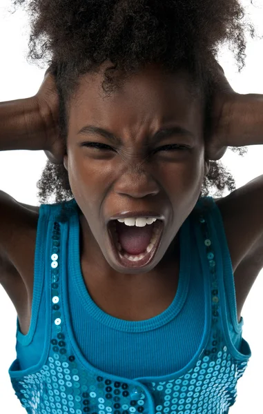 Dívka křičí hlasitě — Stock fotografie