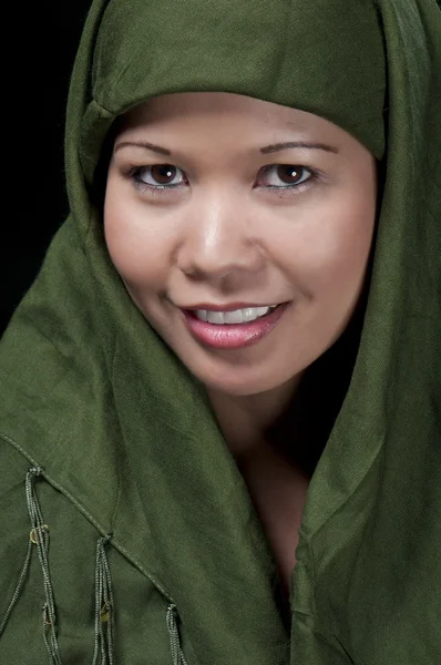 Asiatique islamic femme sourire — Photo