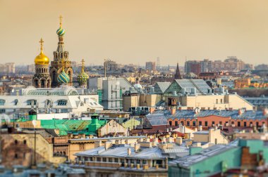Saint petersburg manzarası ve kan kubbe üzerinde İsa Kilisesi