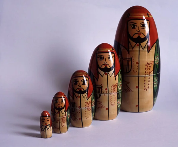 Set of Russian nesting dolls or matryoshka dolls in decreasing sizes that fit one inside the other