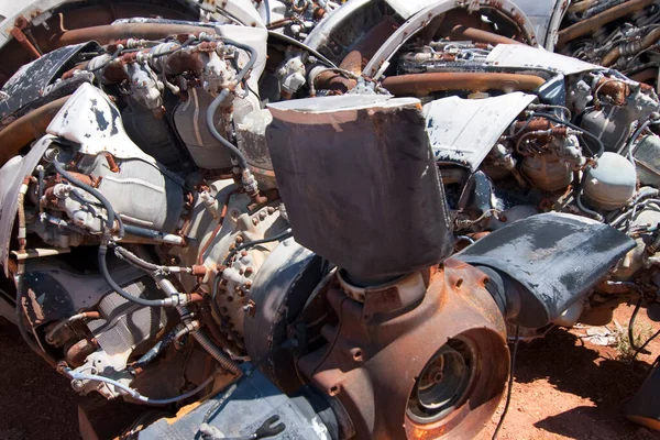 a rusted old aircraft engine