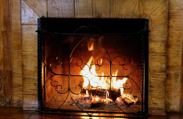 Fire in the fireplace furnace — Stock Photo, Image