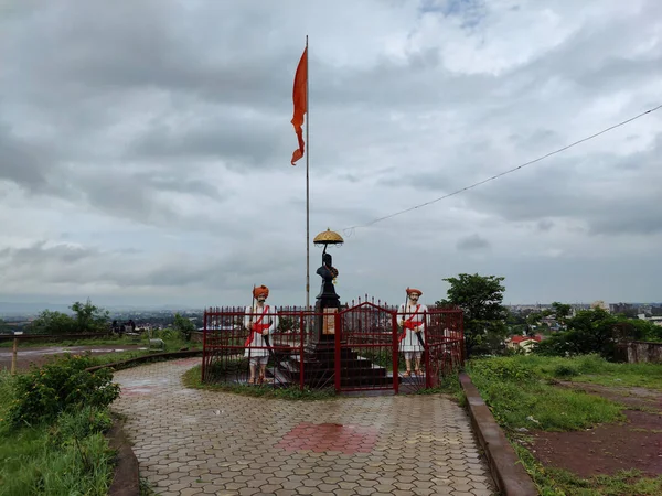 Колхапур Індіана Липня 2021 Сток Фотографія Великої Статуї Правителя Маратхів — стокове фото