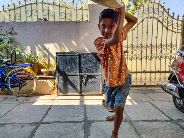 Gulbarga India February 15Th 2021 Stock Photo Indian Kid Wearing — Stockfoto